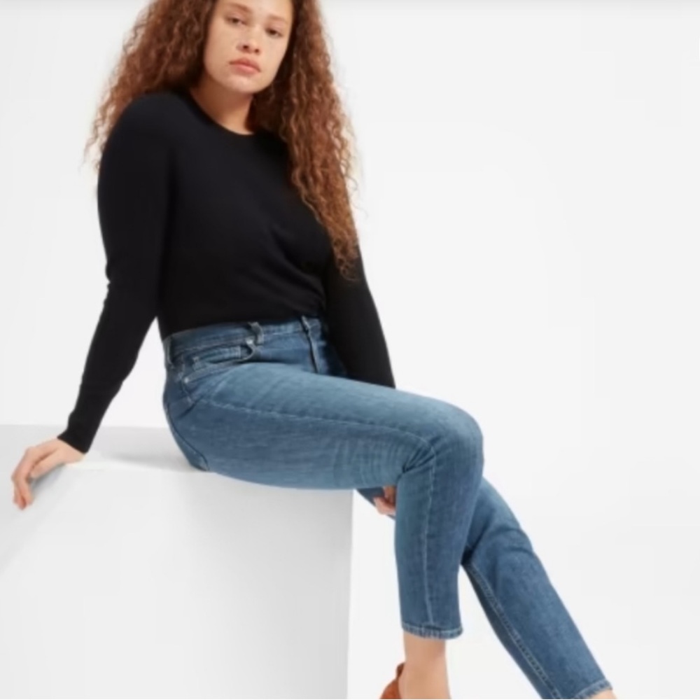 Everlane - The Curvy High-Rise Skinny Jeans - Denim Blue, Sz 30W, 26L cropped